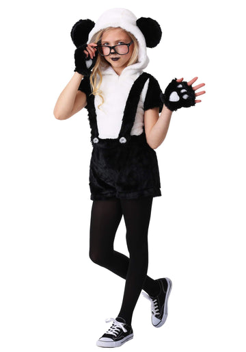 Fun Costumes Hip Panda Costume for Girls Kids Panda Outfit - Medium - Black