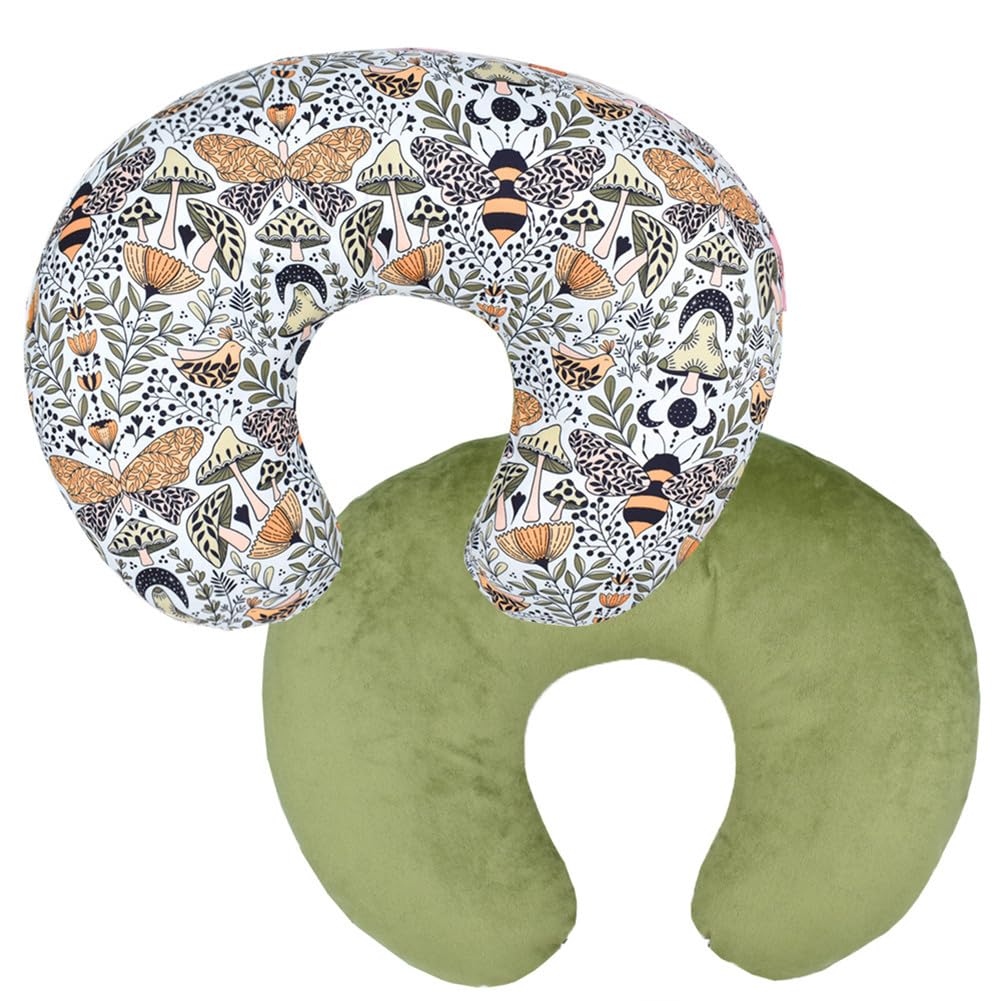 Nursing Pillow Cover Stretchy Pillow Slipcovers For Breastfeeding Moms Two-Sided Design (Butterfly Bee)