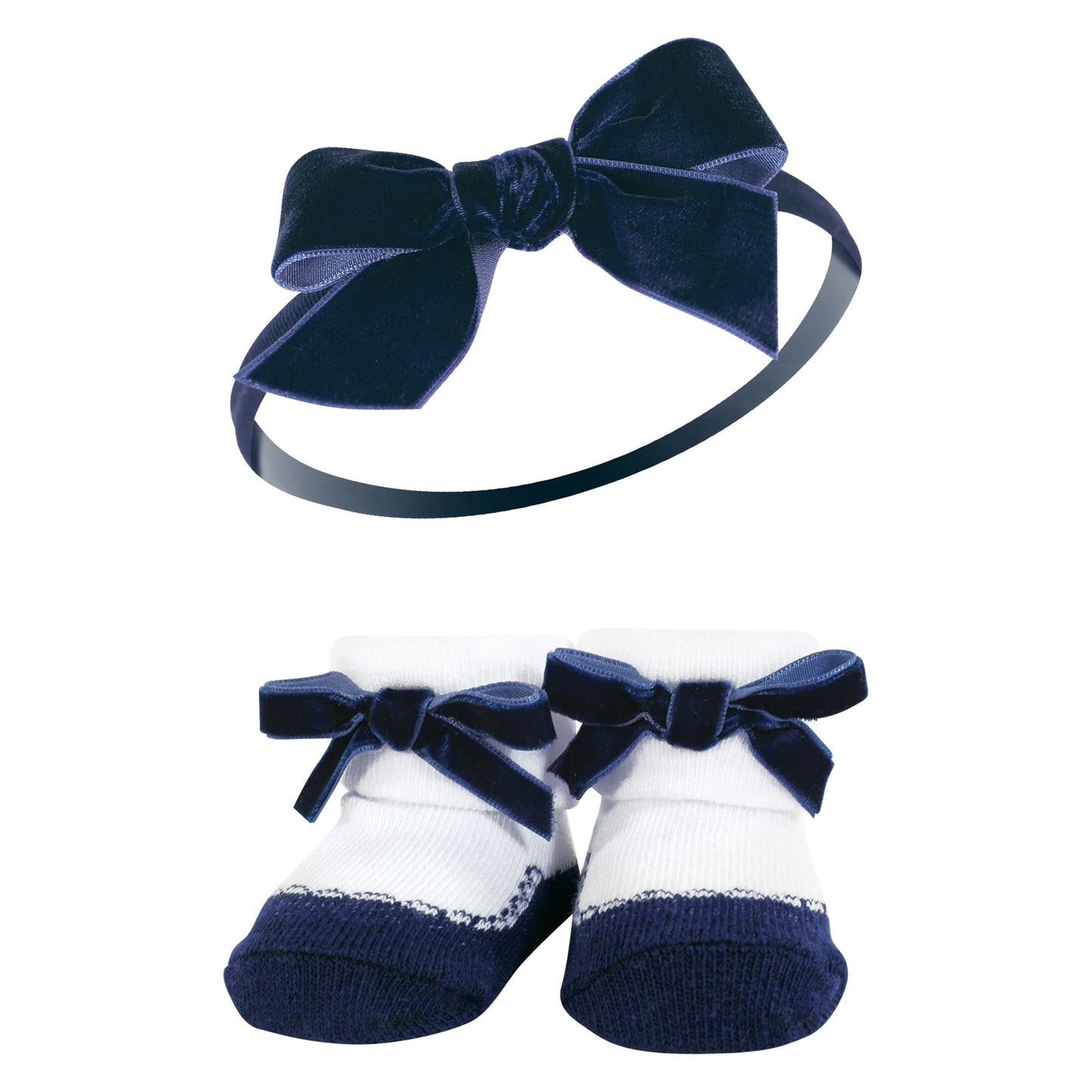 Hudson Baby Baby Girls' Headband And Socks Giftset, Dark Red Blue, One Size