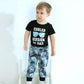 Nzrvaws Infant Baby Boy Clothes Baby Boy Outfits 12-18 Months Short Sleeve Romper Dinosaur Pants Set Black Cute 3Pc For Baby Boy