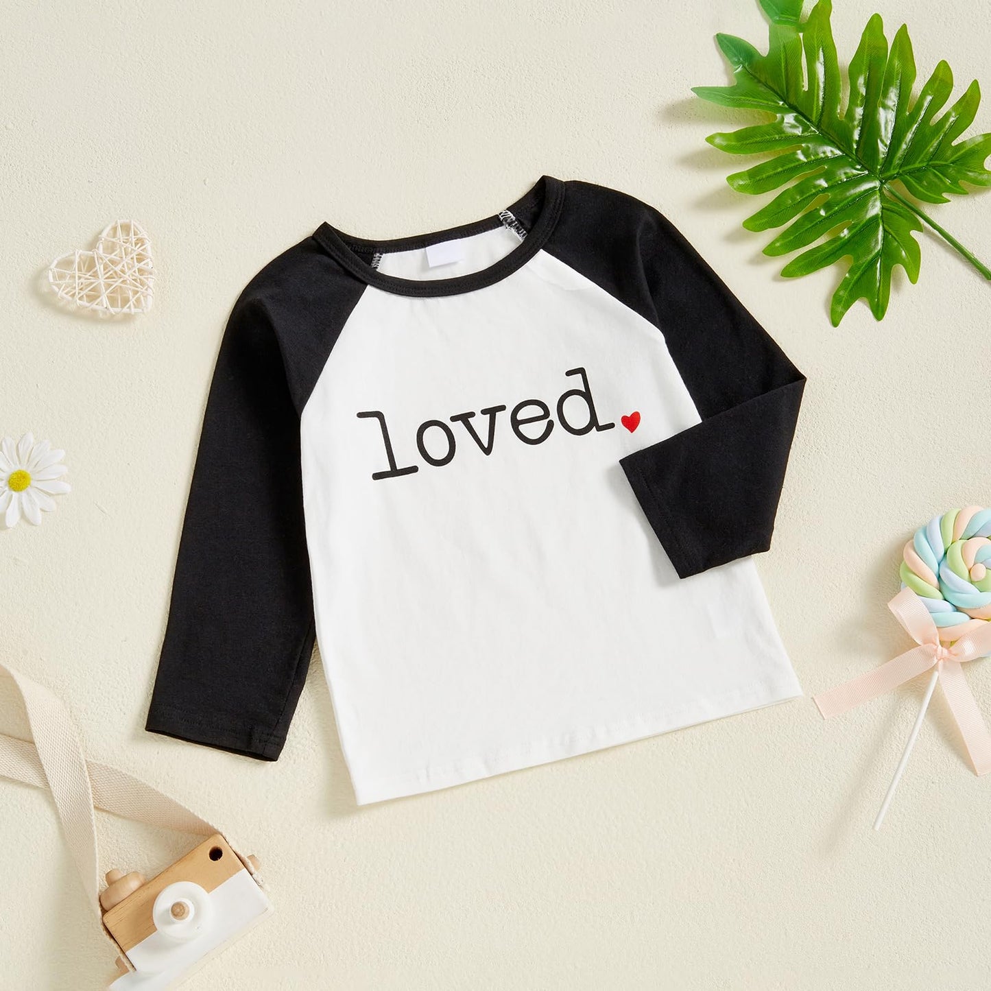 Canis Toddler Baby Boys Girls Valentines Day Shirt Monster Truck Loved Heart Graphic Tee Raglan Long Sleeve Top (White Loved, 3-
