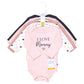 Hudson Baby Unisex Baby Cotton Long-Sleeve Bodysuits, Girl Mommy Pink Navy, 9-12 Months