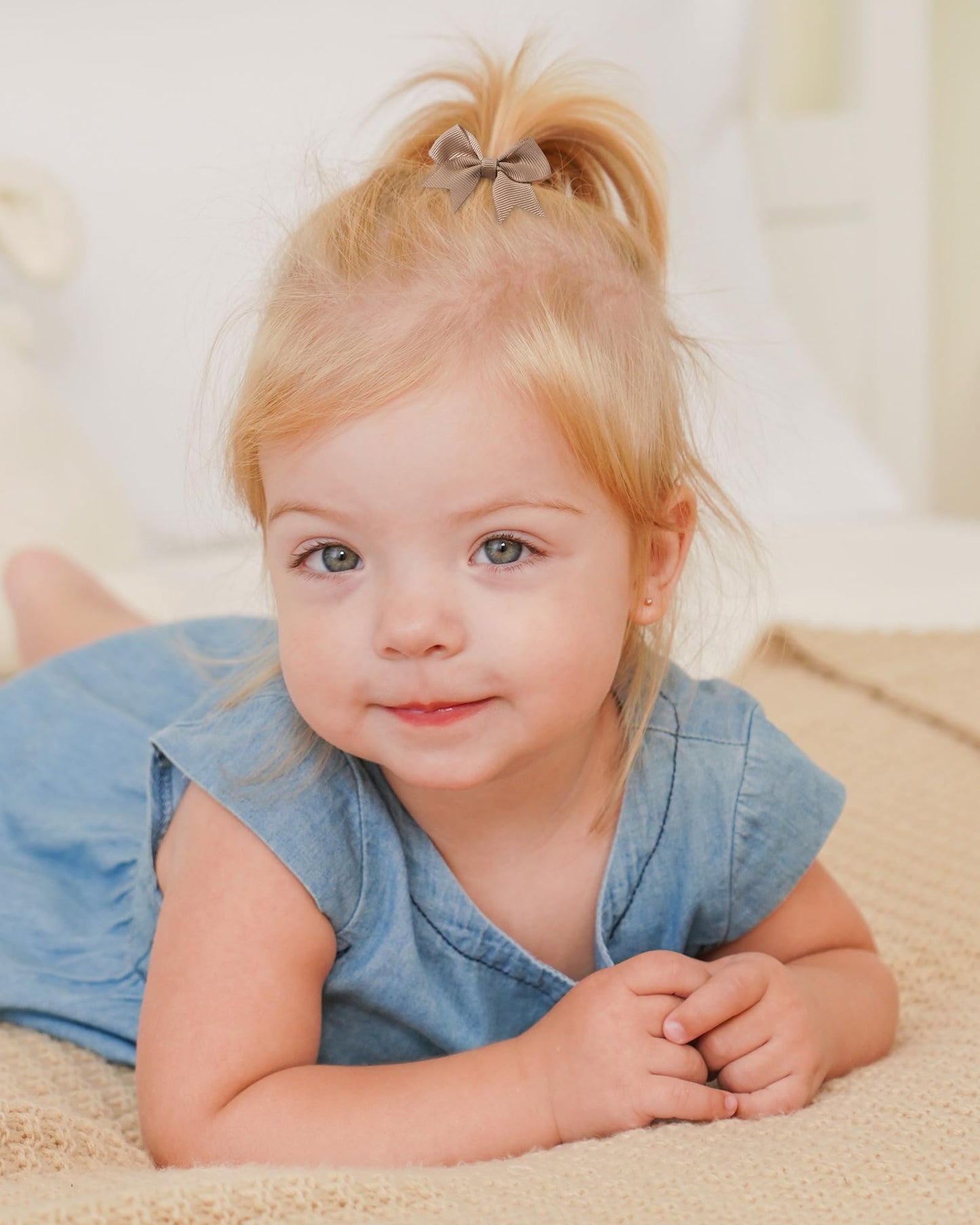 Jollybows 20Pcs Baby Hair Clips Girls Bows 2' Mini Ribbon Alligator Clip Toddler Pigtail Bow Fine Hair Clip