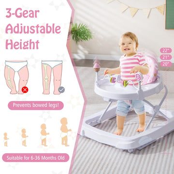 Honey Joy Baby Walker, Foldable Toddler Walker With Toys, Learning-Seated Or Walk-Behind For Boys And Girls, Adjustable Height,