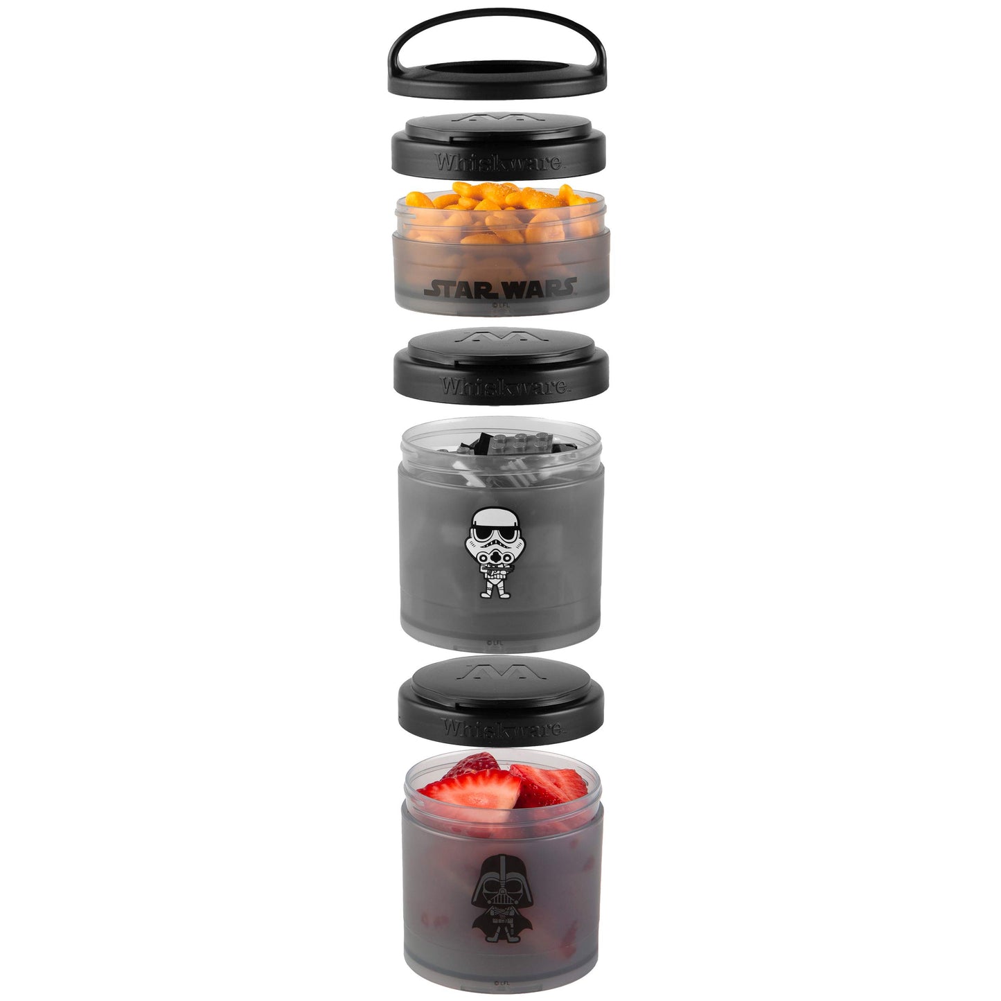 Whiskware Star Wars Stackable Snack Containers For Kids And Toddlers, 3 Stackable Snack Cups For School And Travel, Princess Lei