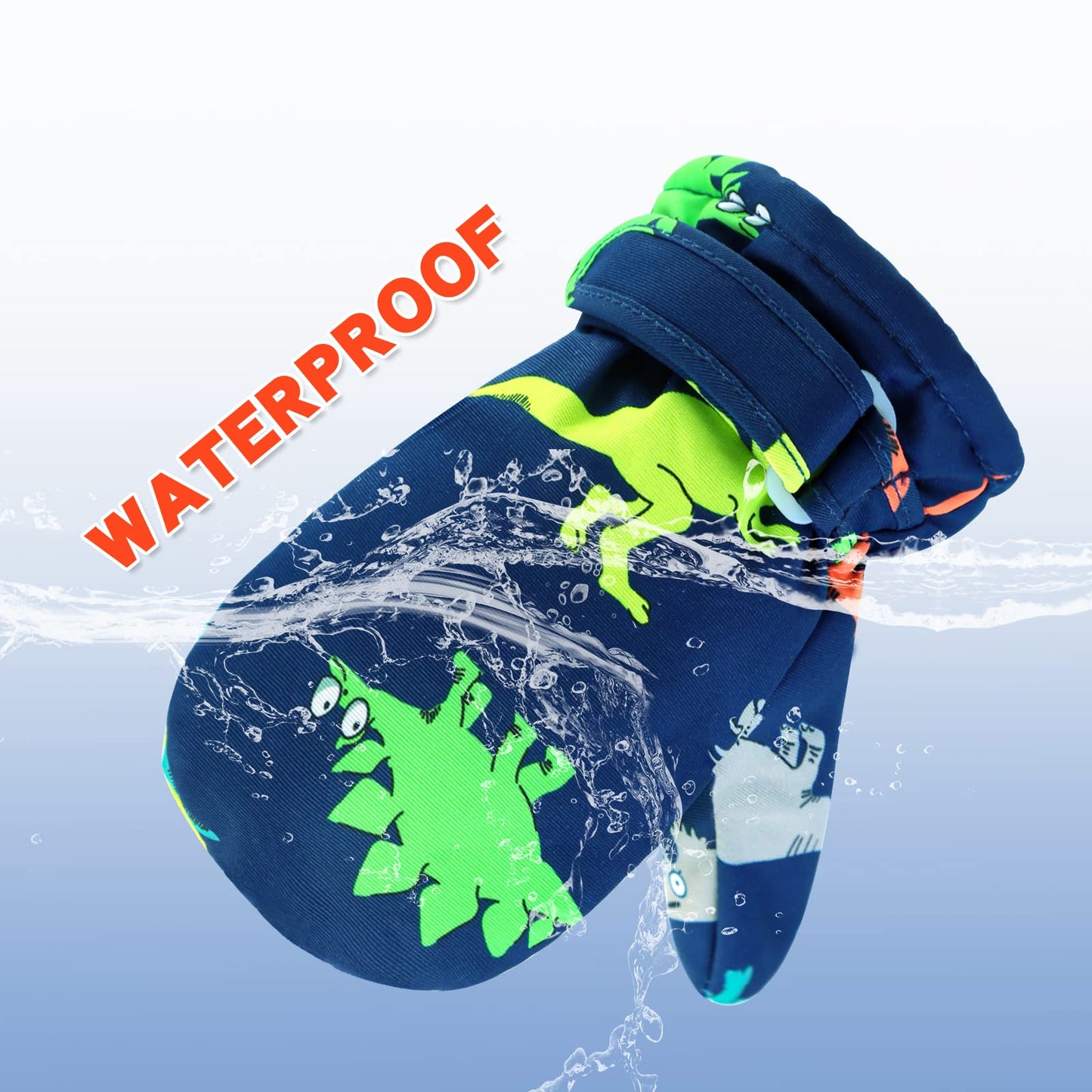 Bavst Toddler Waterproof Mittens Fleece Lined Baby Boys Girls Winter Warm Glove Kids Snow Infant Ski Mitten For 3M-5T (Colorful