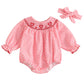 Amiblvowa Baby Girl Valentines Day Outfit Embroidery Love Heart Smocked Bubble Romper Bodysuit Cute Infant Newborn Clothes (Cute