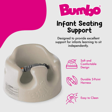 Bumbo Infant Floor Seat Baby Lounger Sit Up Support Chair For 3 To 12 Months With 3-Point Adjustable Safety Strap Harness And Ro