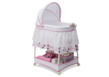 Delta Children Gliding Bedside Bassinet - Portable Crib With Lights, Sounds And Vibration, Disney Minnie Mouse Boutique