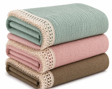 Varniya Lifestyles | 100% Organic Crinkled Muslin Cotton Baby Swaddle  UltraSoft, Hypoallergenic | 120100 cm | Mint,Salmon,Tau