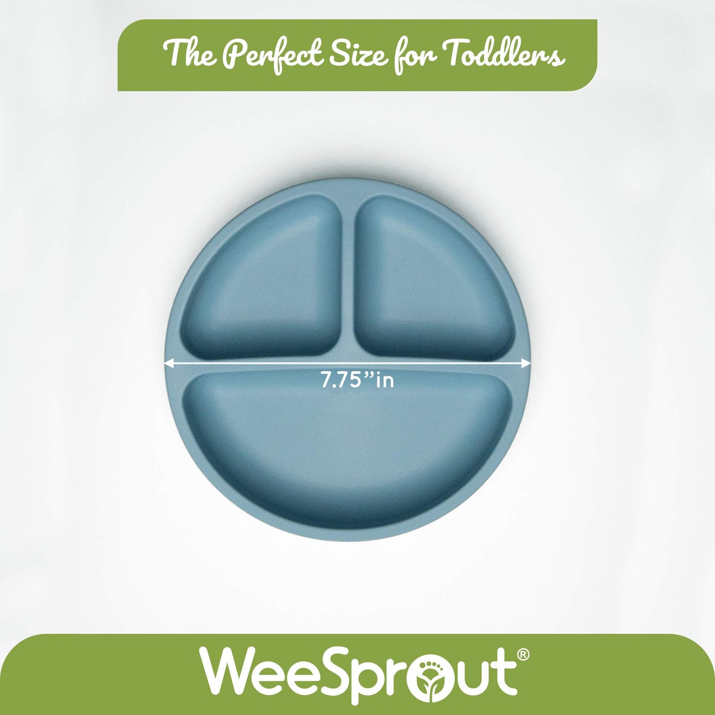 Weesprout Suction Plates With Lids For Babies & Toddlers, 100% Silicone Dinnerware Stays Put, Divided Design For Picky Eaters, M