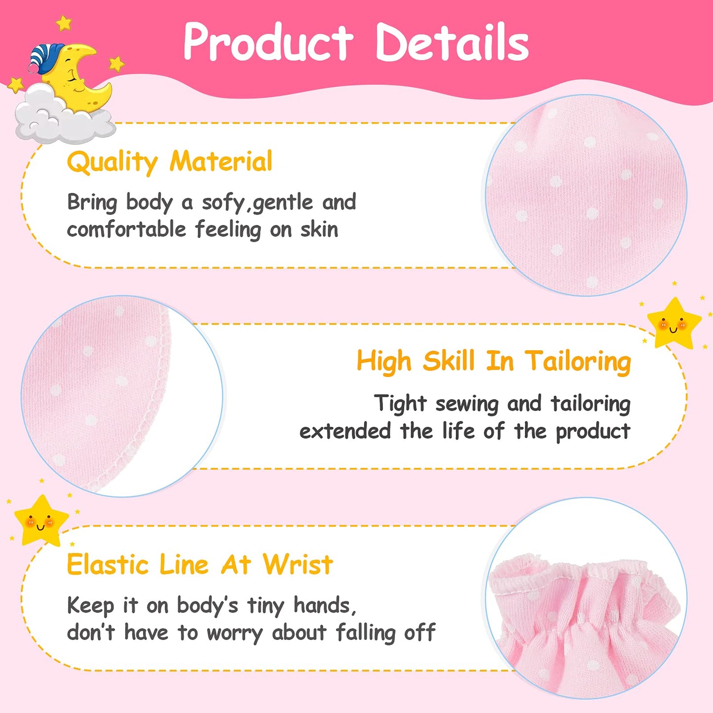 Geyoga Newborn Baby Mittens No Scratch Mittens Soft Elastic Infant Baby Gloves Mittens For 0-6 Months Baby(Cute Style, 24 Pairs)