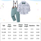 Disaur Toddler Boy Wedding Guest Outfit Short Sleeve White Flower Dress Shirt Bow Tie Suspender Green Pants Baby Formal Outfit B