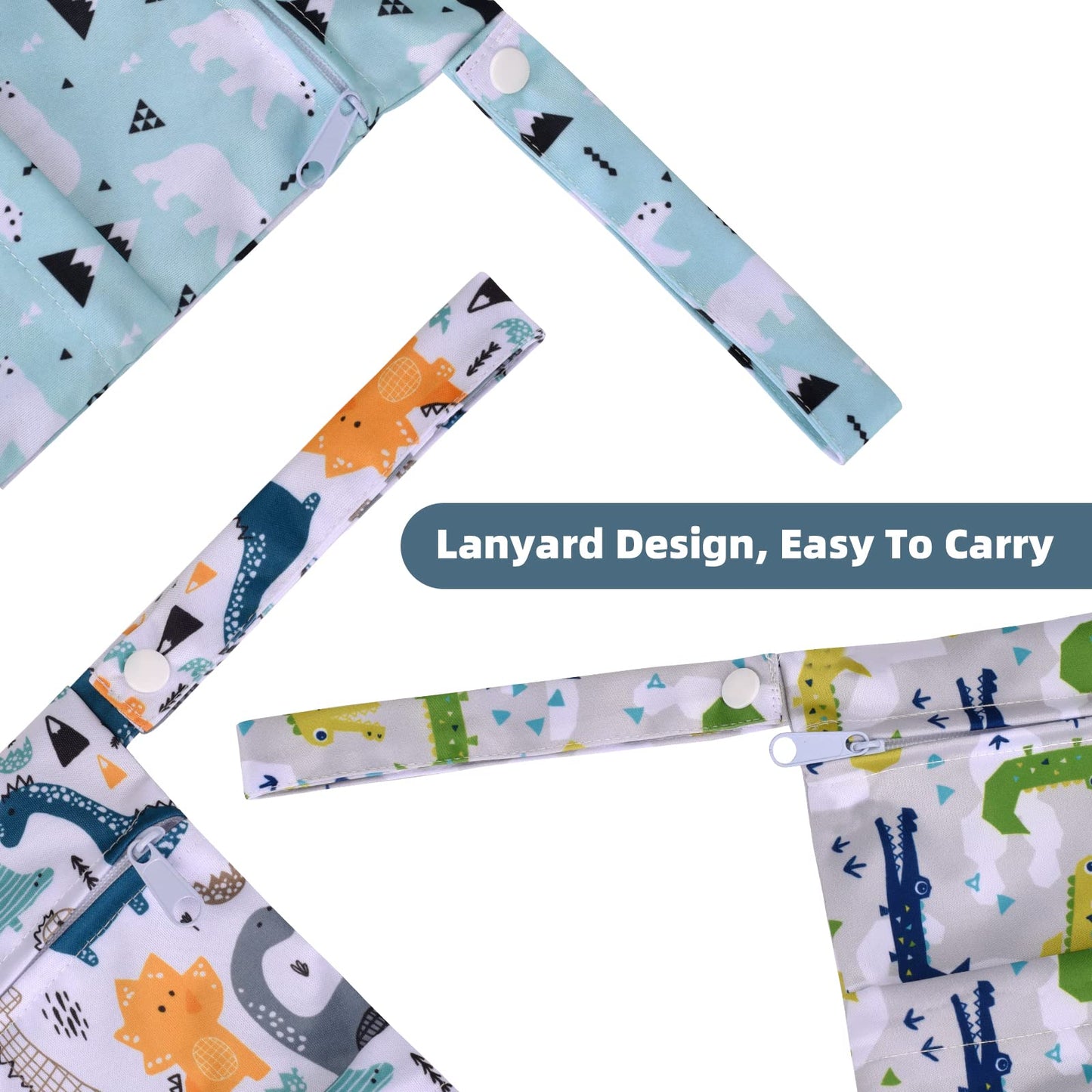 eaxin 3pcs Cloth Diaper Wet Dry Bags Waterproof Reusable with Two Zippered Pockets Travel Beach Pool Daycare Soiled Baby Items Y