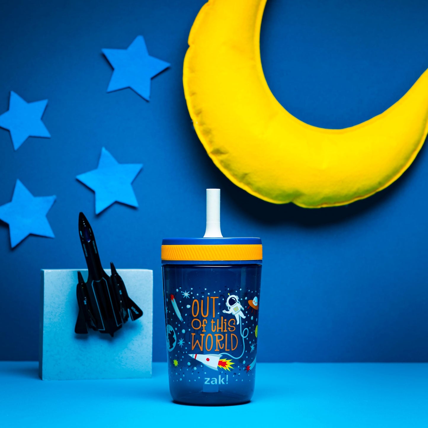 Zak Designs Kelso 15 Oz Tumbler Set, (Space) Non-Bpa Leak-Proof Screw-On Lid With Straw Made Of Durable Plastic And Silicone, Pe
