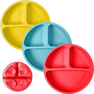 Weesprout Suction Plates For Babies & Toddlers | 100% Silicone | Plates Stay Put With Suction Feature | Divided Design | Microwa