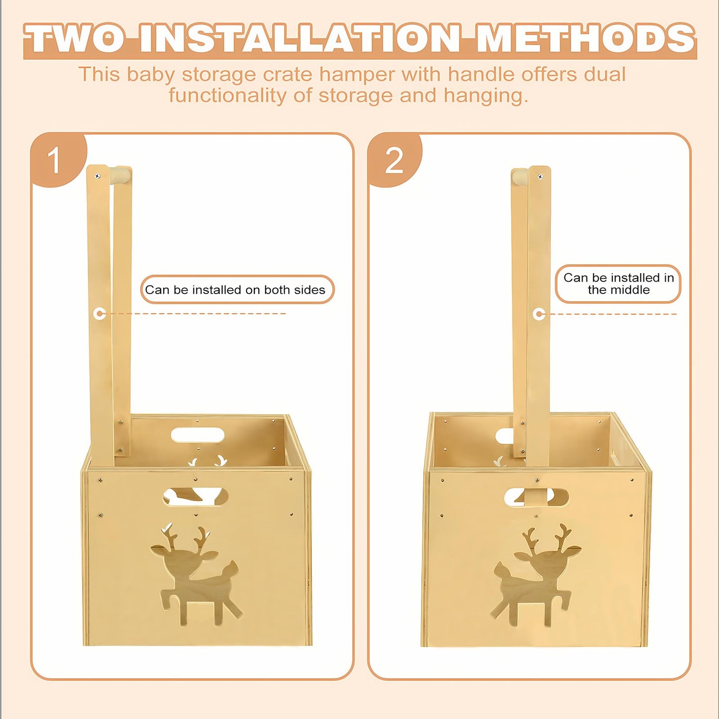 Wooden Baby Shower Crate Closet, Baby Toy Storage Basket With Handle, For Newborn Boys Girls Pregnancy New Parents Gifts - Wood