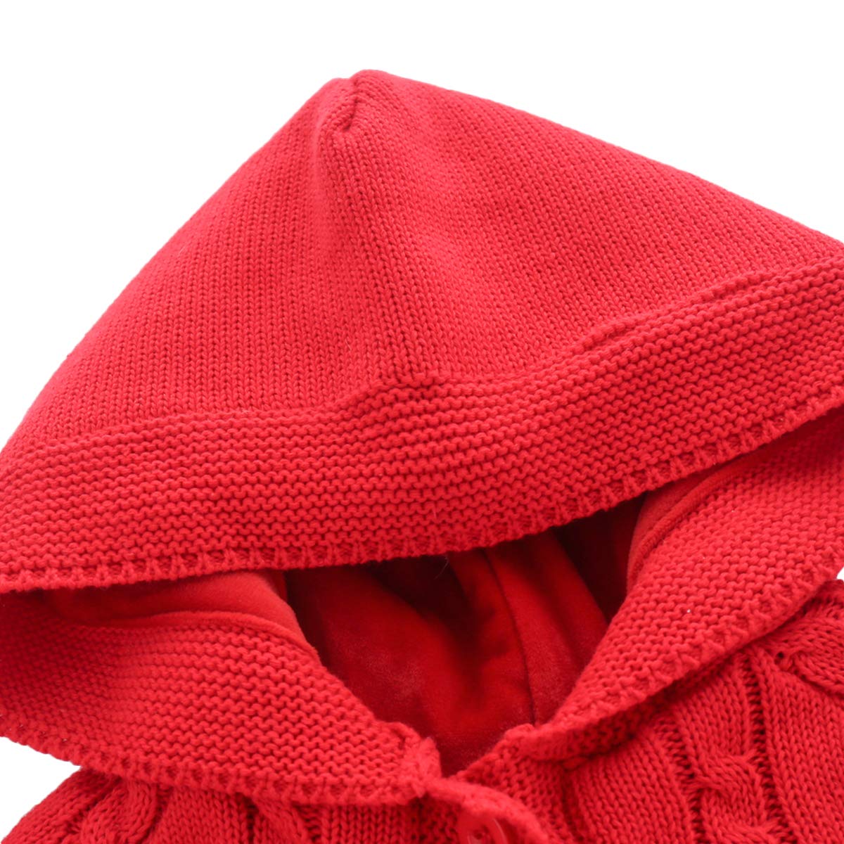 Famuka Baby Girl Cloaks Warm Knitted Poncho Toddlers Red Cape Cloak (Red, 12-18 Months)