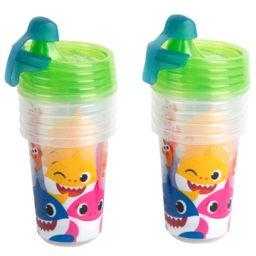 Take & Toss Baby Shark Sippy Cups With Lids - 10 Oz - 10 Cup Kids' Party Pack Includes 2 Travel Caps