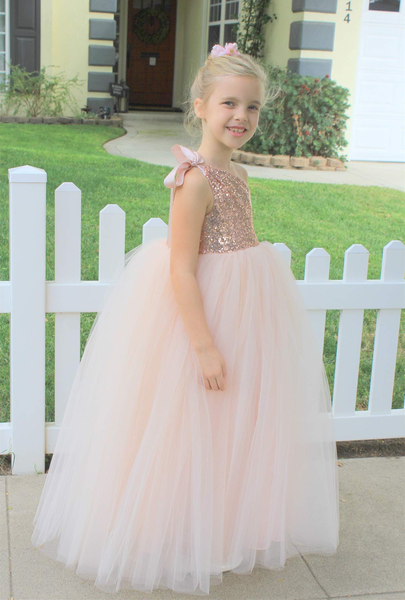 Ekidsbridal One-Shoulder Sequin Tutu Junior Flower Girl Dresses Christening Dresses 182 8