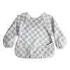 mushie Long Sleeve Baby Bib | Mess Free & Waterproof Fabric for Toddlers | Adjustable Fit for Ages 6-24 Months (Blue Check)