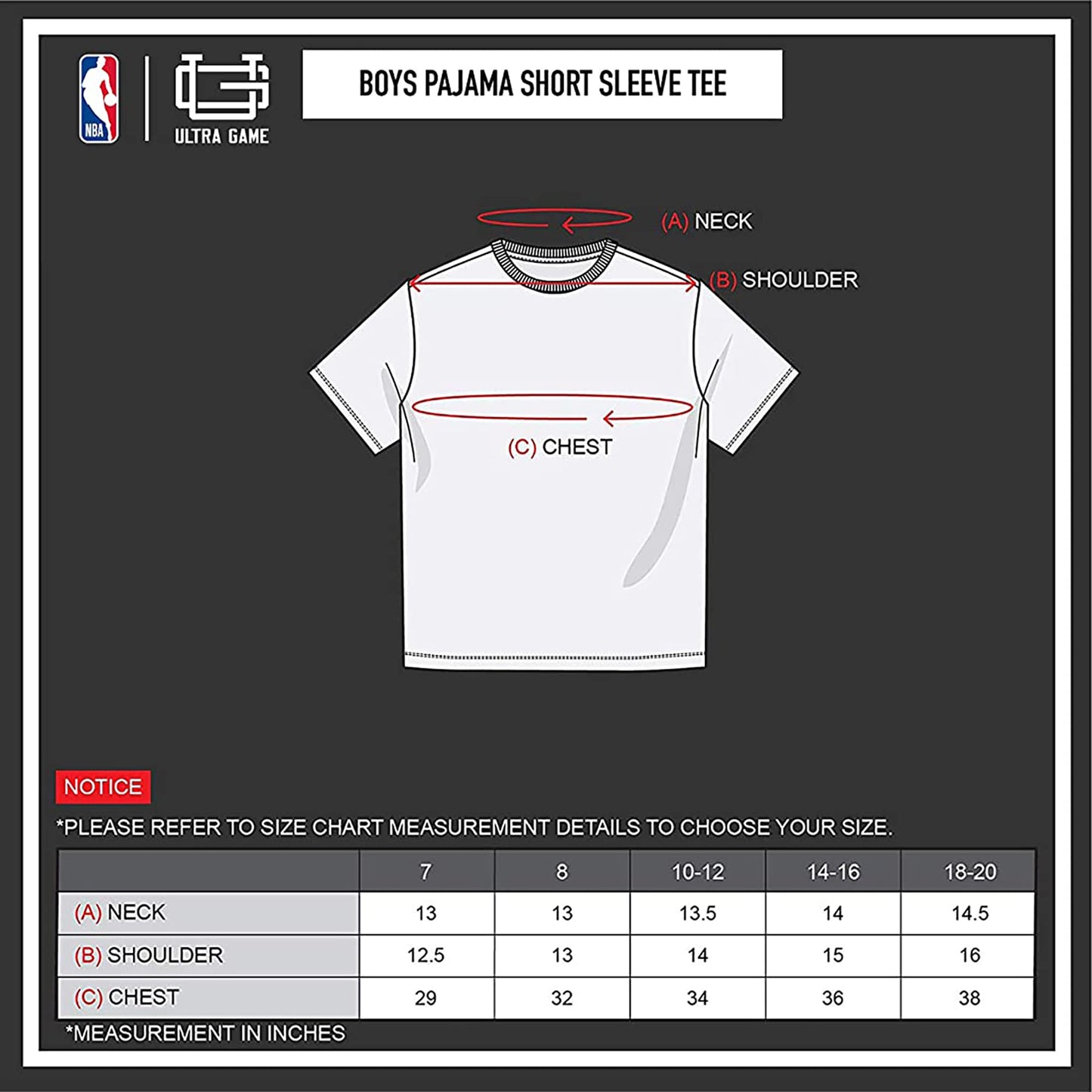 Ultra Game Boys' T, Sizes, 14/16