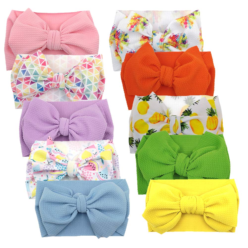 Kidocheese Big Bows Baby Girl Headbands With Bows Elastics Nylon Hairbands Oversized Head Wraps Large Hair Bow Hair Accessories