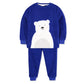 Cherry Crumble Blue Solid Polar Applique Fleece Cotton Blend Full Sleeves Boys & Girls Casual Cosy Winter Warm Sleepwear/Pj Set/