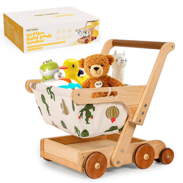 Homsailei Baby Push Walker, Push Toy for Toddler, Anti Rollover Kids Shopping Cart for Girls and Boys, Height & Speed Adjustable