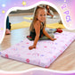 CroBlissful 2 Pcs Nap Mat Cover for Toddler Sheet 47 x 21 Inch Kids Nap Mat Covers Daycare Sewn in Flap Design Pastel Sleeping M