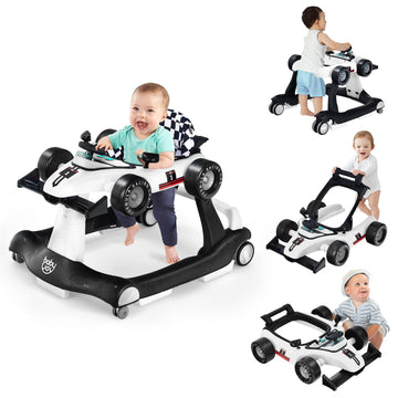 Baby Joy 4-In-1 Baby Walker, Foldable Activity Walker With Adjustable Height & Speed, Music, Lights, Anti-Rollover, Toddler Push