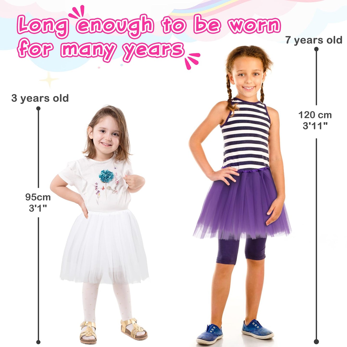Kilofly 6Pc White Girls Ballet Tutu Kids Birthday Princess Party Favor Skirt Set