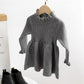 Simplee Kids Little Girls' Long Sleeve Girl Dresses And Rompers Ribbed Knit Sweater Dress Grey For 18 Months