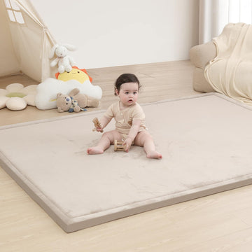 Baby Play Mat for Floor,1.3 Thick Elasti-Foam 74  50 Playpen Mat for Toddlers Infant Kids,Water-Repellent Soft Coral Velvet for 