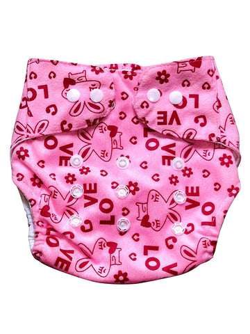 Teeny Weeny Cute Reusable Cloth Diaper Washable Nappies Grid/Cotton (Pink Wop) (Colour May Vary/Assorted Colours)