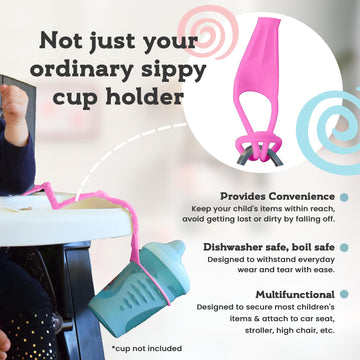 Brilli Baby Cup Catcher Patented Safety Tether Strap, Attach Sippy Cups, Bottles, Toys, Pacifiers To Stroller, High Chair, Car S