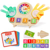 Montessori Learning Toys for Toddlers 3 4 5 years, Finger Counting Number Blocks and Clock Wooden Toys for Kids, Educational Mat