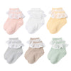 Viniknika 6 Pairs Toddler Baby & Child Girls Ruffle Lace Socks Knit Cotton Socks Newborn Infant Toddler Kids Girls