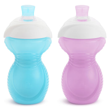 Munchkin Click Lock Bite Proof Sippy Cup, 9 Ounce, 2 Pack, Blue/Purple
