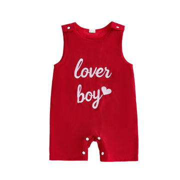Ayalinggo Baby Boy Valentines Day Outfit Lover Letter Print Romper Toddler Boys One Piece Jumpsuit Corduroy Overalls 0-3Y (Red L