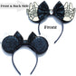 Fachpint Mouse Ears Headbands - 2Pcs Blue Ears For Boy Girl, Cute Halloween Theme Park Accessories, Sequin Christmas Party Props