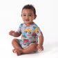 Gerber Unisex Baby Buttery Soft Short Sleeve Romper With Viscose Made From Eucalyptus, Construction, 12 Months