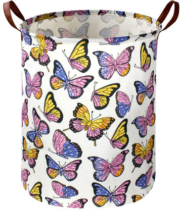 Sanjiaofen Kids Laundry Hamper,Girls Hamper, Butterfly Laundry Basket,Collapsible Baby Storage Baskets For Girls Room Decor,Nurs