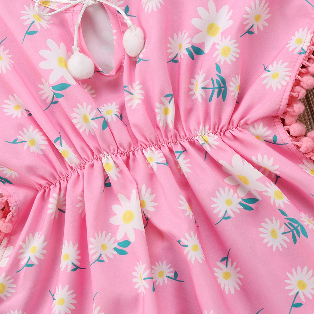 Douhoow Toddler Baby Girls Swim Cover-Up Beach Sundress Summer Poncho Rash Guards (Pink, 2-3T)