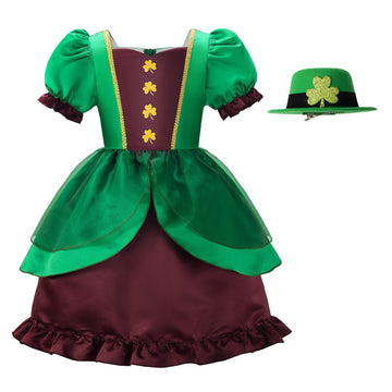 Relibeauty Leprechaun Costume For Girls St Patricks Day Dress Up Green,110