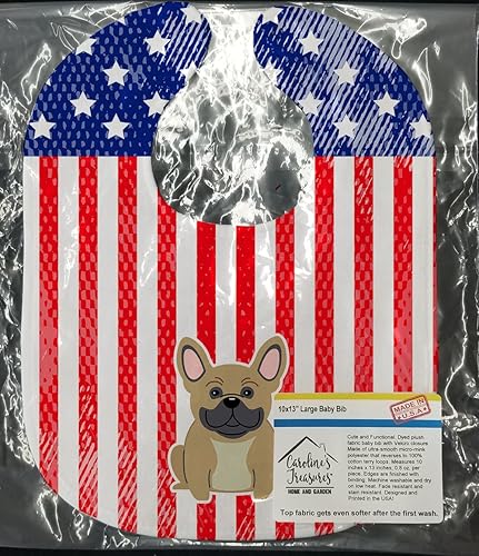 Carolines Treasures Patriotic USA Baby Bib, French Bulldog Cream, Large