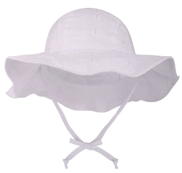 Baby White Hat Toddler Girl Sunhat 50+ Infant Spf Hat Protective Wide Brim Infant Bucket Hat Girls,12-24 Months
