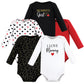 Hudson Baby Unisex Baby Cotton Long-Sleeve Bodysuits, Girl Mommy Red Black, 0-3 Months