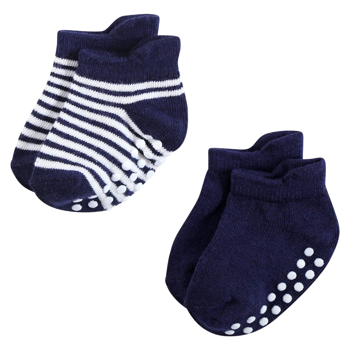 Hudson Baby Unisex Baby Non-Skid No-Show Socks, Blue Burgundy, 2-4T Us