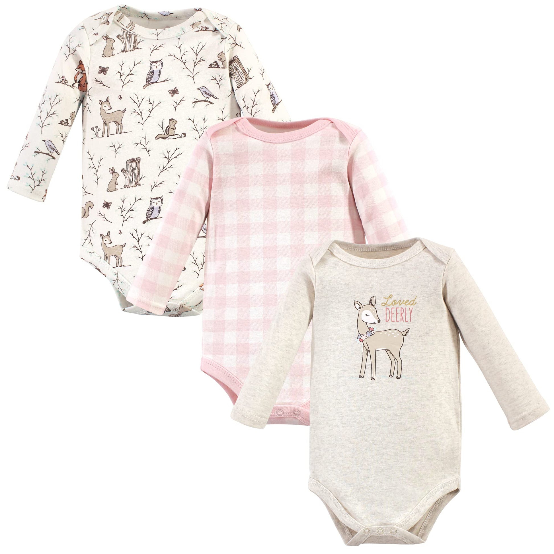 Hudson Baby Unisex Bodysuits Cotton Long-Sleeve Enchanted Forest, 3-6 Months, Enchanted Forest 3-Pack, 3-6 Months Us